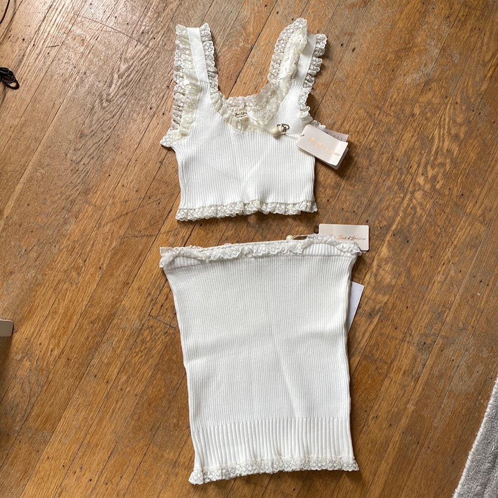 For Love & Lemons two piece white skirt set